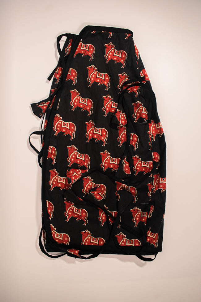 Mridanga Cover Black with Red Cow Motif