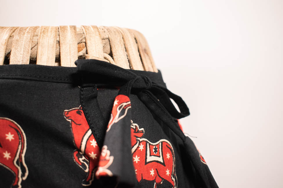 Mridanga Cover Black with Red Cow Motif