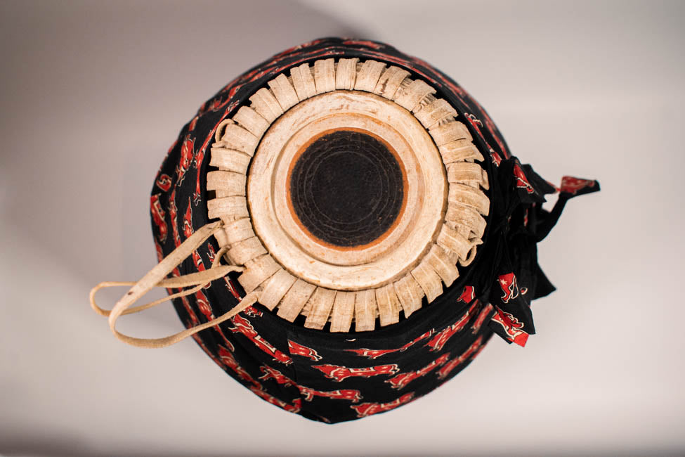 Mridanga Cover Black with Red Cow Motif
