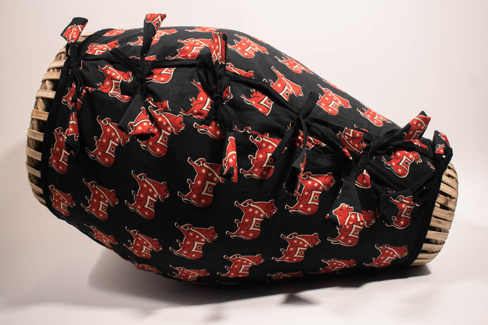 Mridanga Cover Black with Red Cow Motif