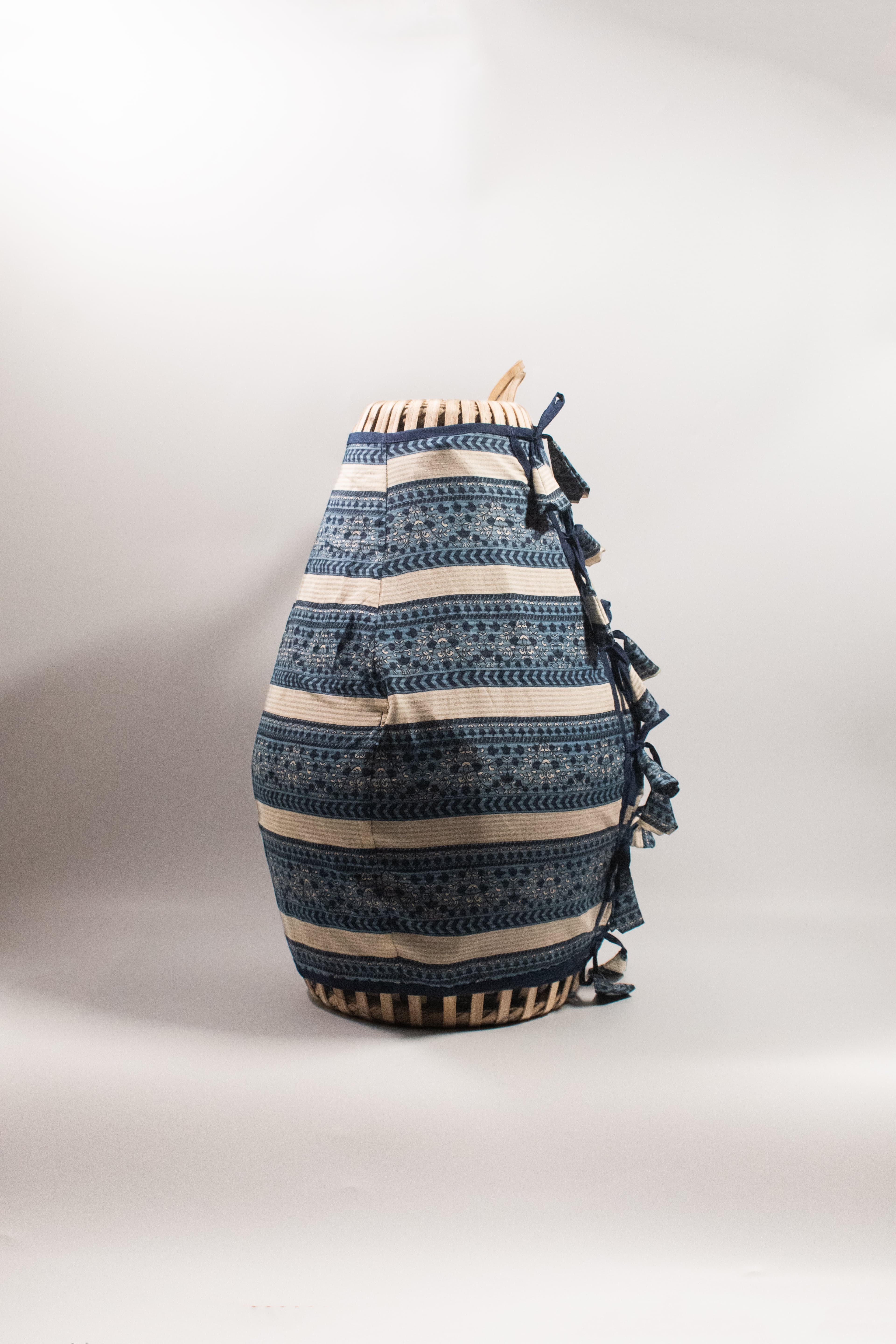 Mridanga Cover Indigo Floral & Chevron Stripes