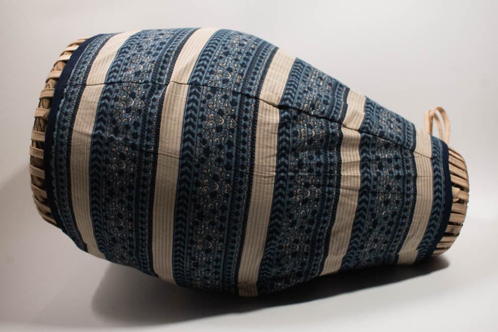 Mridanga Cover Indigo Floral & Chevron Stripes
