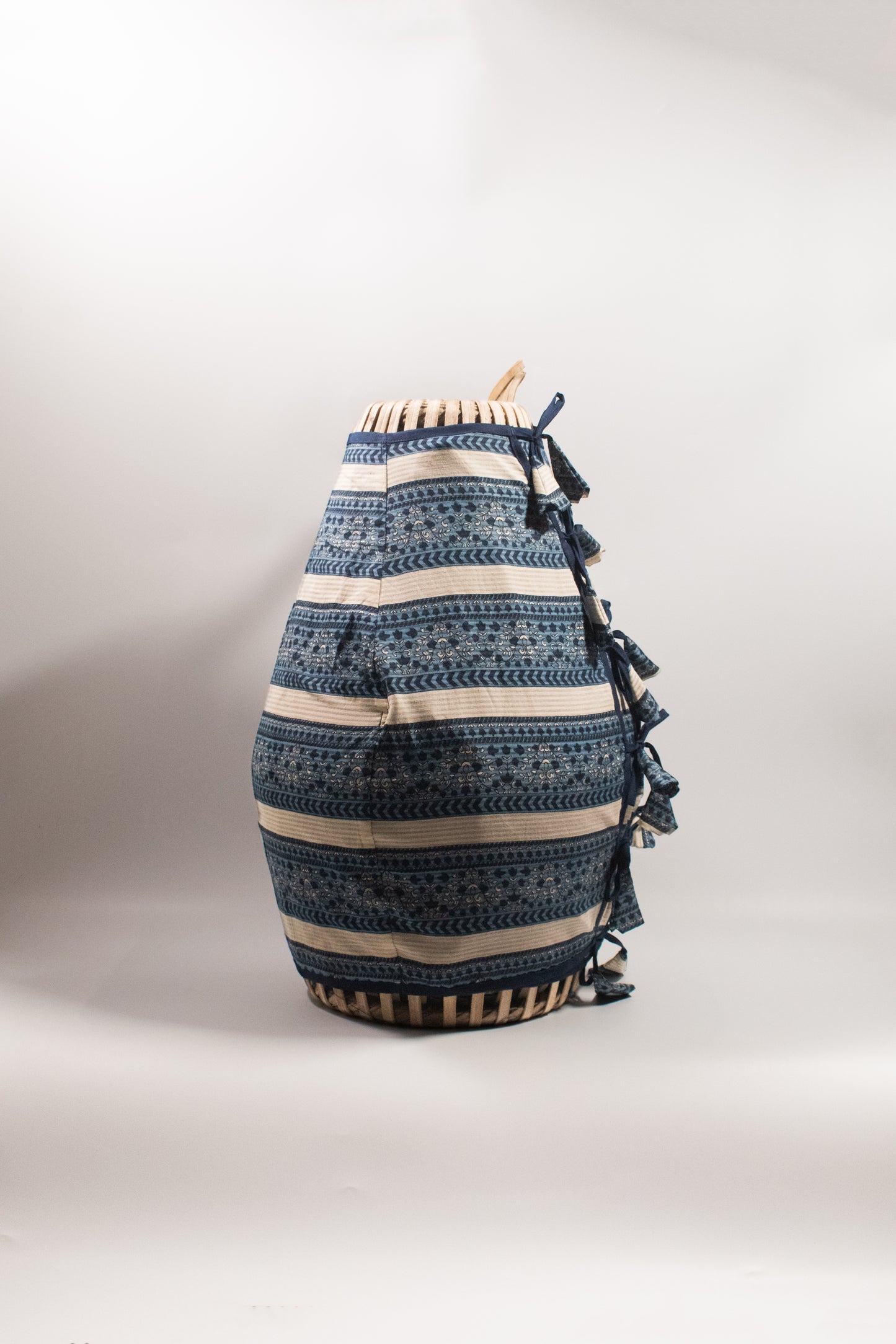 Mridanga Cover Indigo Floral & Chevron Stripes