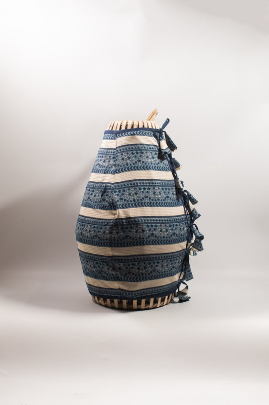 Mridanga Cover Indigo Floral & Chevron Stripes