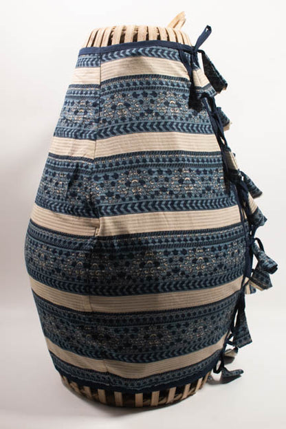 Mridanga Cover Indigo Floral & Chevron Stripes