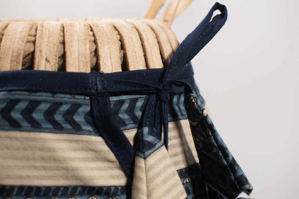 Mridanga Cover Indigo Floral & Chevron Stripes