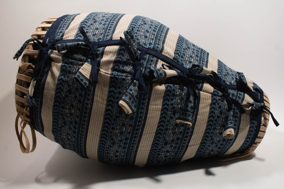 Mridanga Cover Indigo Floral & Chevron Stripes