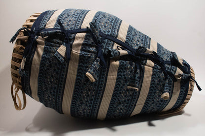 Mridanga Cover Indigo Floral & Chevron Stripes