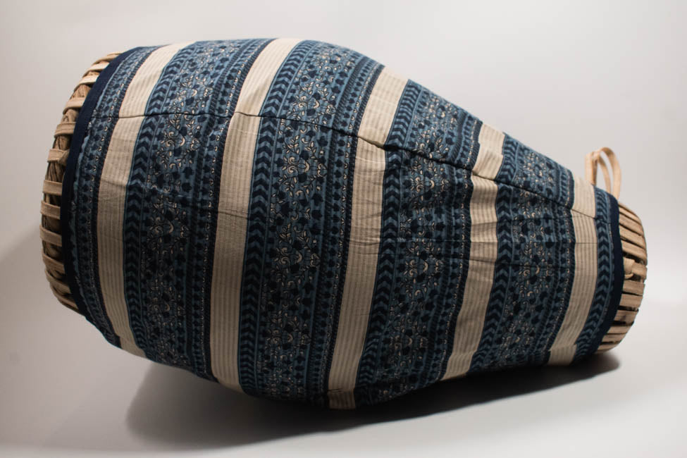 Mridanga Cover Indigo Floral & Chevron Stripes