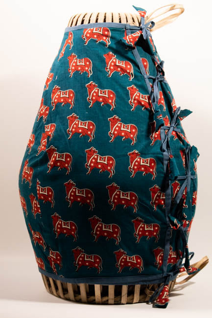 Mridanga Cover Teal Blue with Red Cow Motif