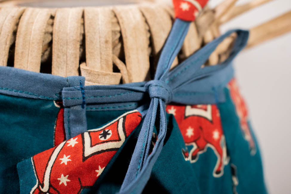 Mridanga Cover Teal Blue with Red Cow Motif