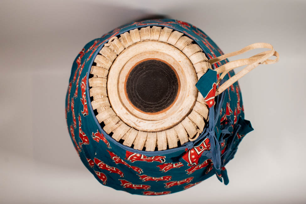 Mridanga Cover Teal Blue with Red Cow Motif