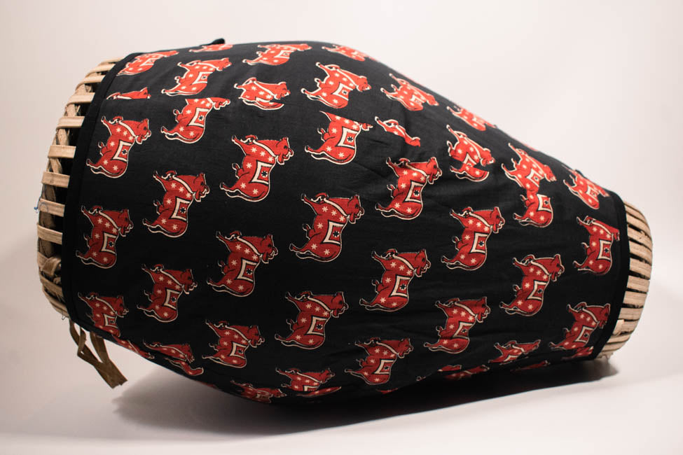 Mridanga Cover Black with Red Cow Motif